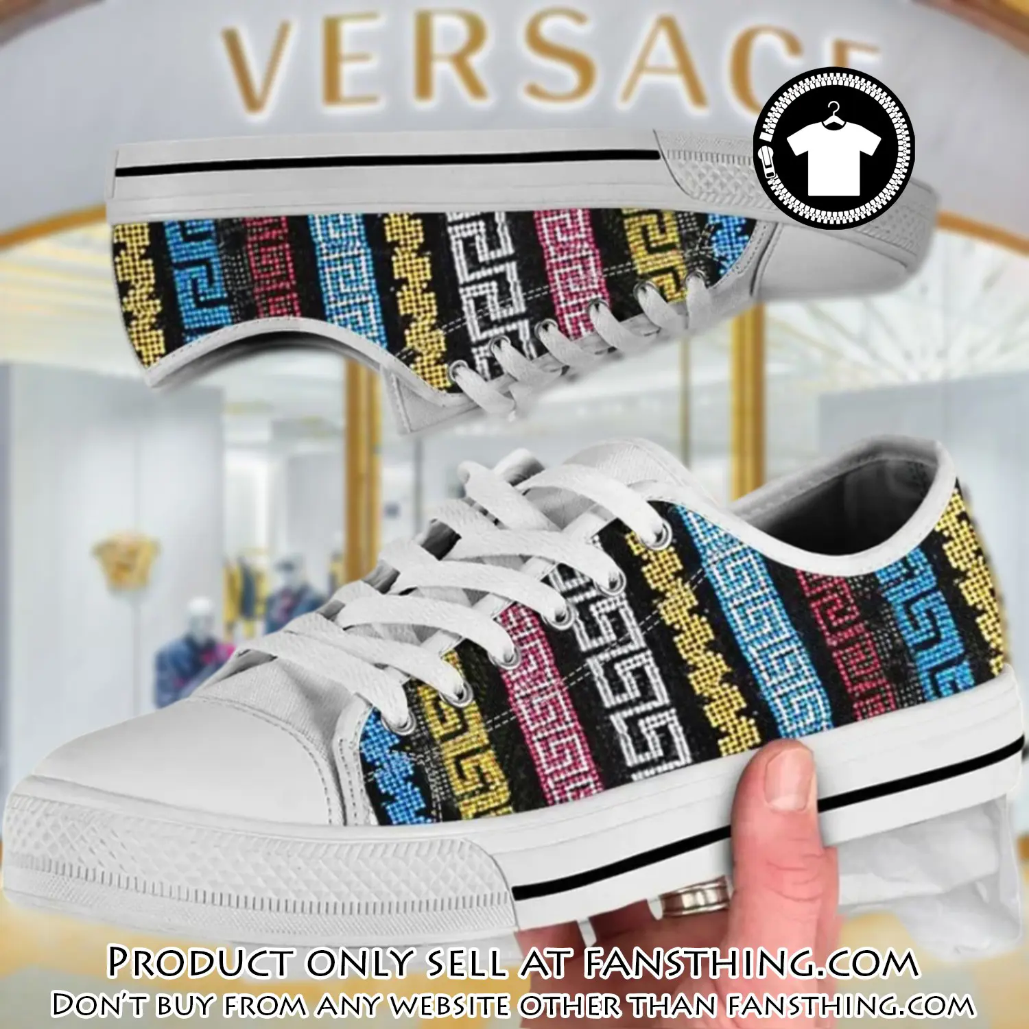 Versace multicolor low top canvas shoes luxury brand gifts for men women fst5548743